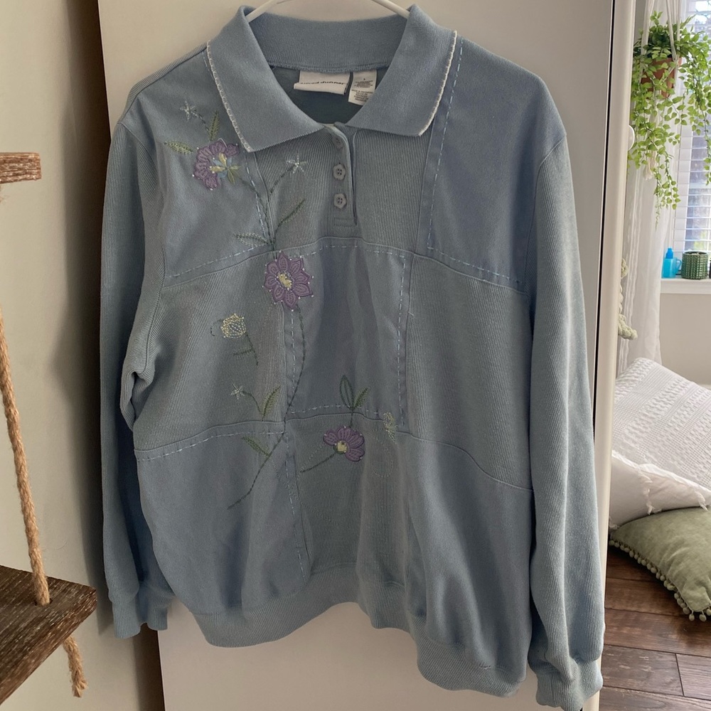 alfred dunner embroidered floral grandma sweatshirt